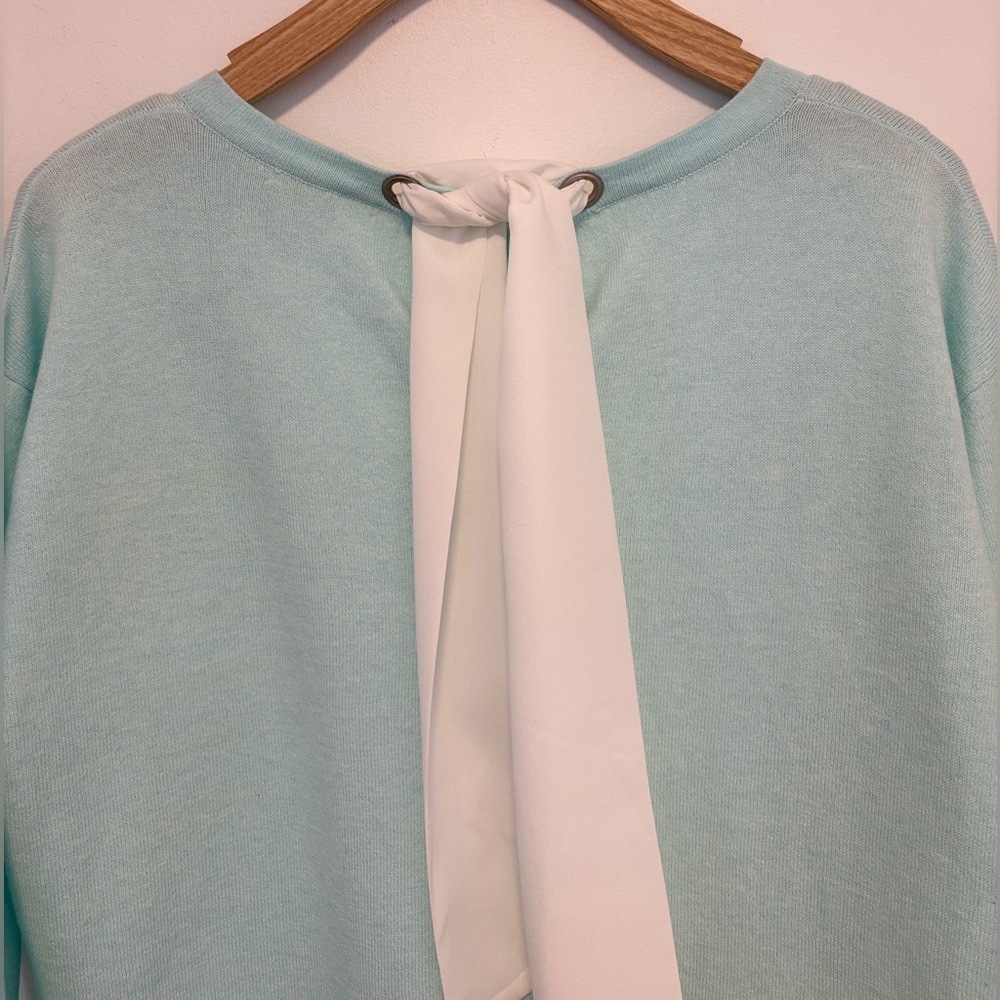 Lisa Todd cotton & cashmere crew neck sweater with tie neck in back , sz : small - Picture 3 of 9
